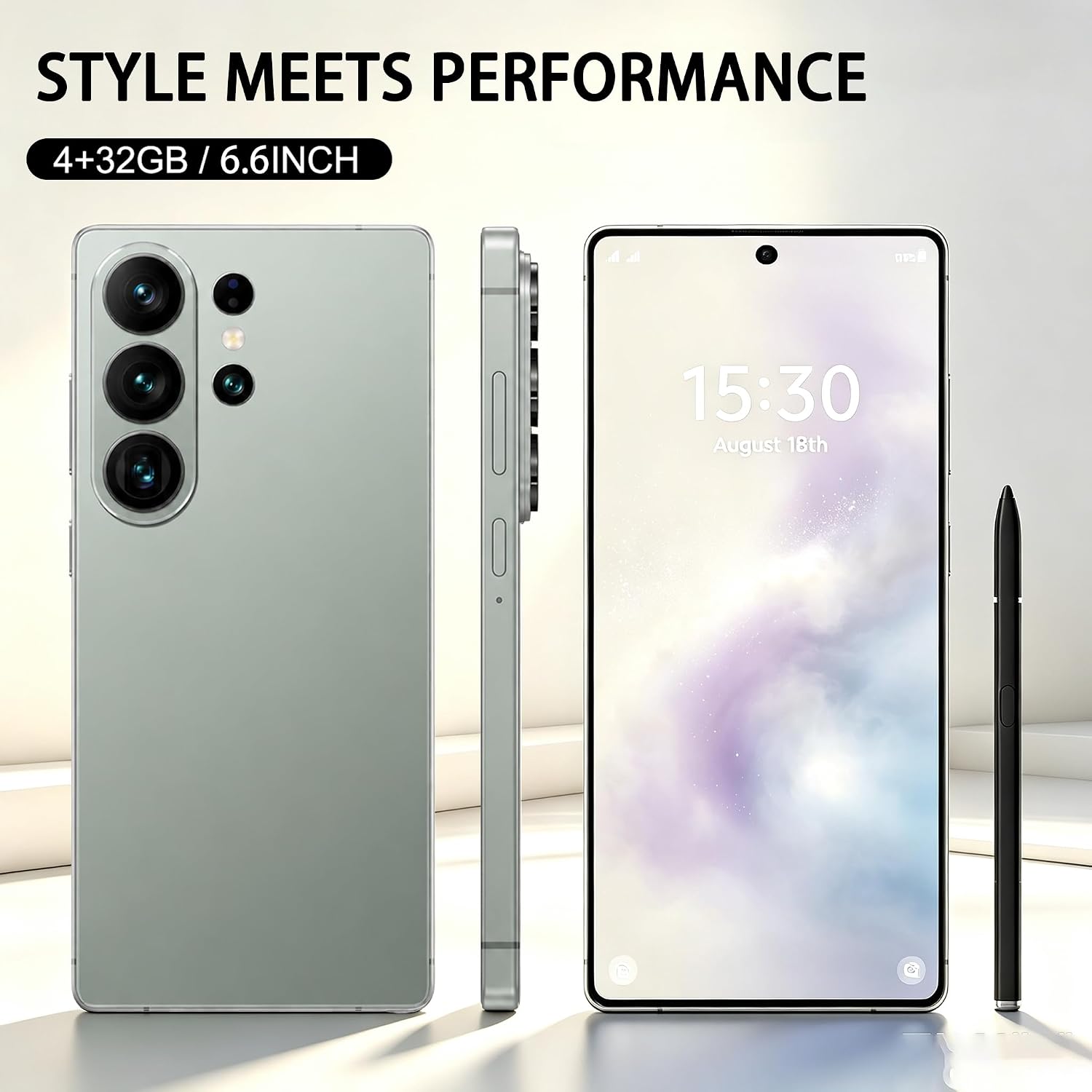 4G Unlocked Smartphone, 6.6" HD Punch Screen, 4GB+32GB (256GB Expandable), Long‑Lasting Battery 2A Fast Charge, 13MP+21MP Camera, Android 12, Face Unlock, OTG, 3‑Card Dual SIM (Black) - Image 3