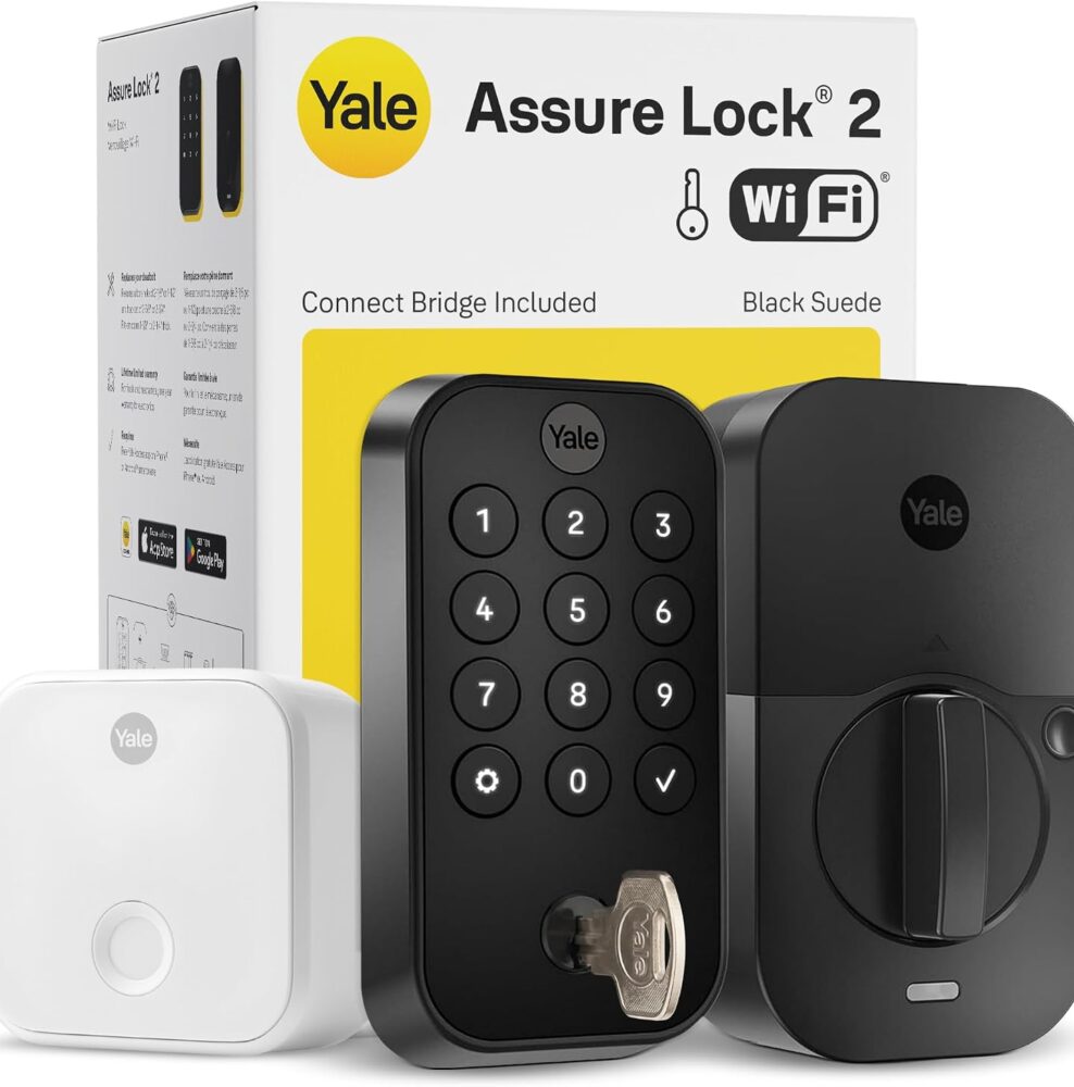 Yale Extended Range WiFi Smart Lock Deadbolt, Keyless Entry, Black Suede