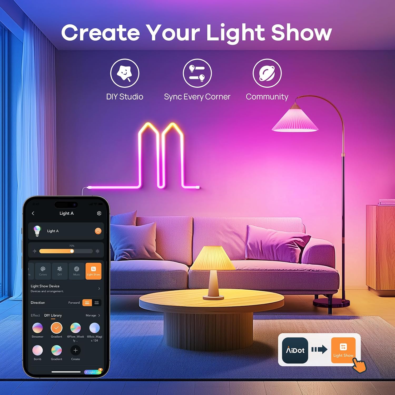 OREiN Matter Smart Light Bulb, A19 RGBTW Color Changing Light Bulbs, 4 Pack - Image 6